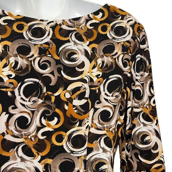 Connected Apparel Petite Womens Brown Black Jersey Knit Print Stretch Dress 6P - Picture 13 of 16